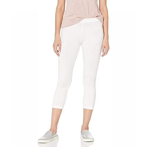 No nonsense womens Cotton Capri Leggings, White, Medium US