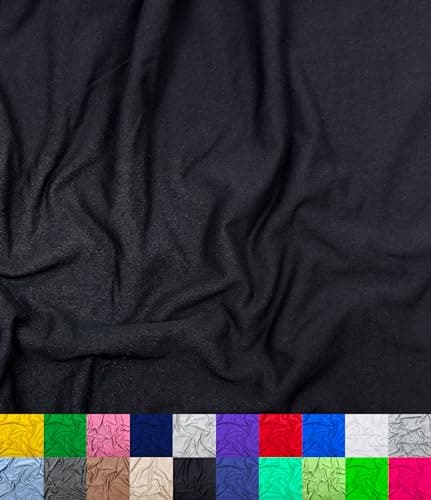 Barcelonetta Cotton Spandex Fabric by the Yard Stretchy Breathable Lightweight Cotton Fabric 60 Wide Roll Sewing 95 Cotton 5 Spandex Black 1 Yard