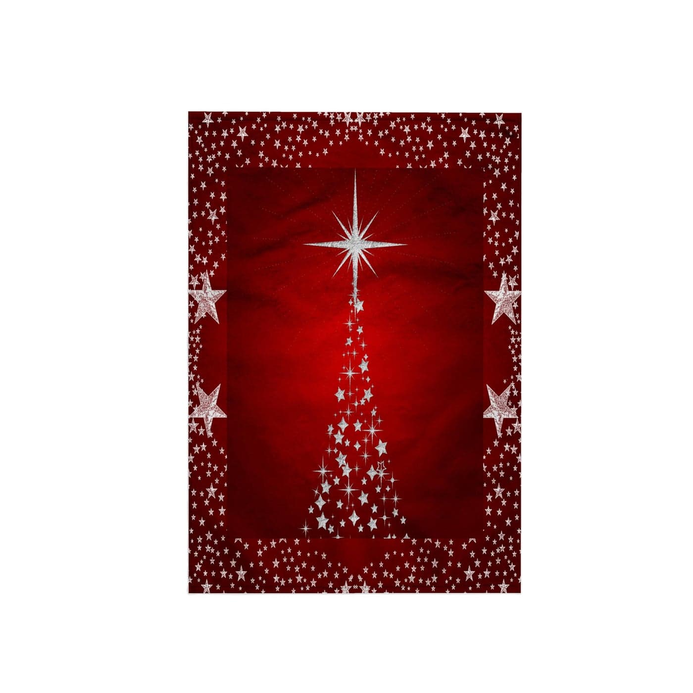 3dRose Silver Star Christmas Tree with Holiday Red Background Towel 15 x 22 Multicolor