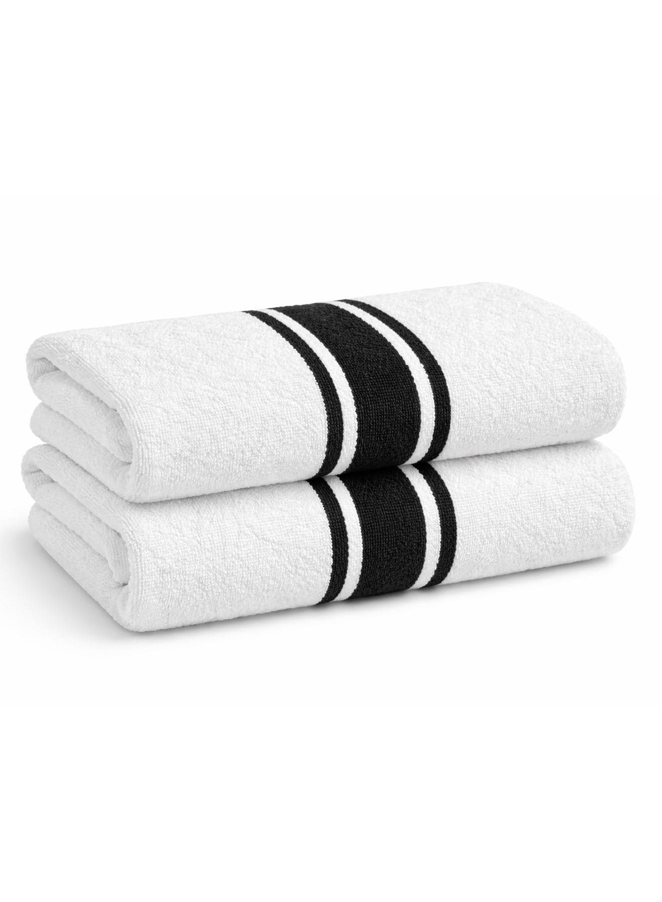 Bliss Casa Oversized Beach Towels (75x150 cm) - Extra Large 100% Cotton Summer Pool Cabana Stripe Highly Absorbent & Soft Towel (Black)