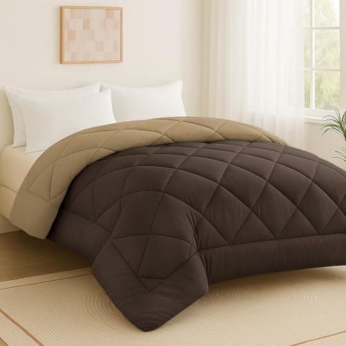 Homestan 200 GSM Reversible Comforter Double Bed, Soft Quilted AC Blanket for Summer (84x90 inches, Walnut & Brown)