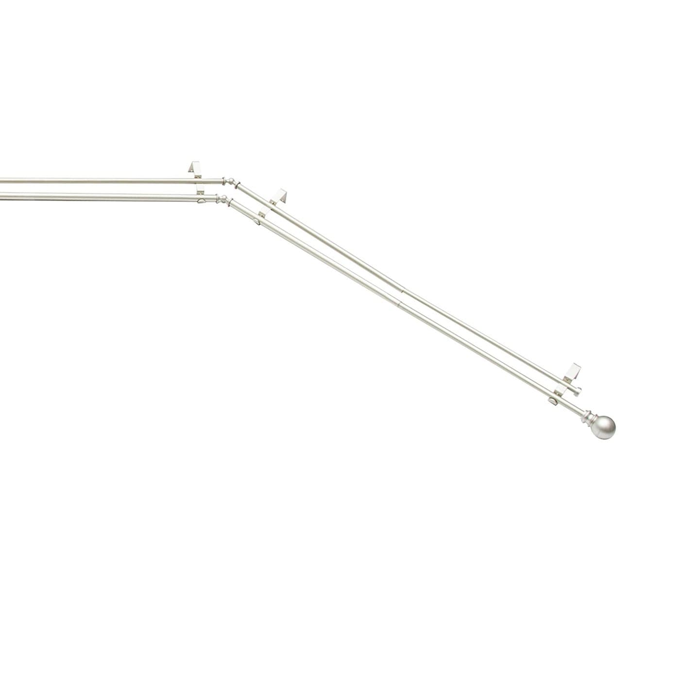 Kenney KN80720 Bryce Ball End Decorative Bay Window Double Curtain Rod 78144 Adjustable Length 2237 Adjustable Sides 2872 Adjustable Middle Brushed Nickel Finish 34 Diameter Steel Tube