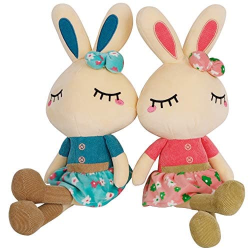 Set of 2 Easter Bunny Plush for Kids 183 Easter Stuffed Animal Big Rabbit Toys Cute Birthday Gifts for Boy Girl Pink Blue