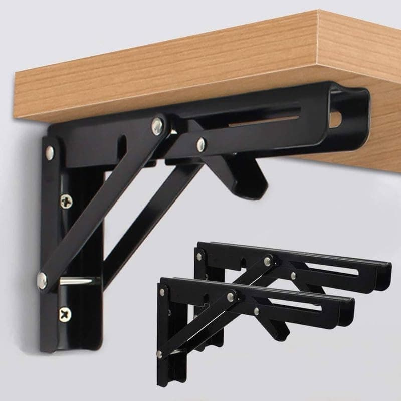 Gra8 L Clamp for Wooden Shelf Collapsible Shelf Bracket for Bench Table Shelf Hinge Wall Mounted Space Saving Bracket 12 INCH4PCS
