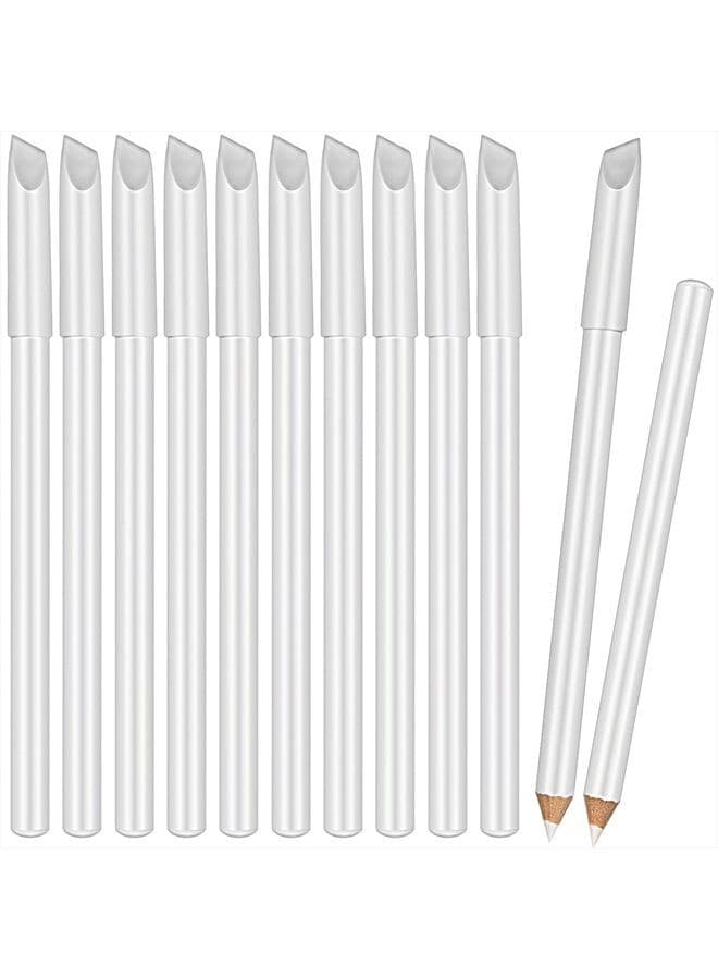 12 Pieces White Nail Pencil 2-in-1 Nail Whitening Pencils French Nail Design Pencils with Cuticle Pusher for DIY Nail Design Manicure Supplies