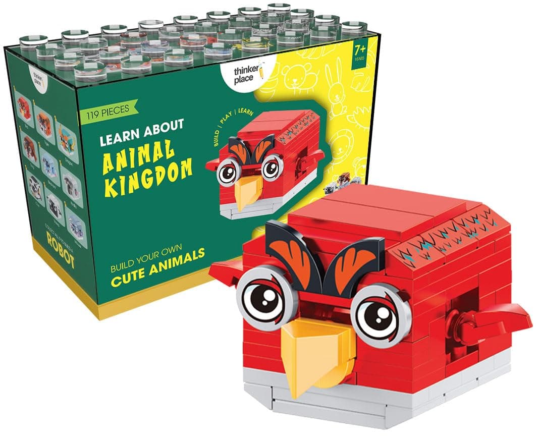 ThinkerPlace 9-in-1 Animal World Bird (119 Pieces) | Learn About The Animal Kingdom | Building Block Set for Kids Age 6+ | STEM Educational Toy | Build, Collect & Create Stackable Mega Robot