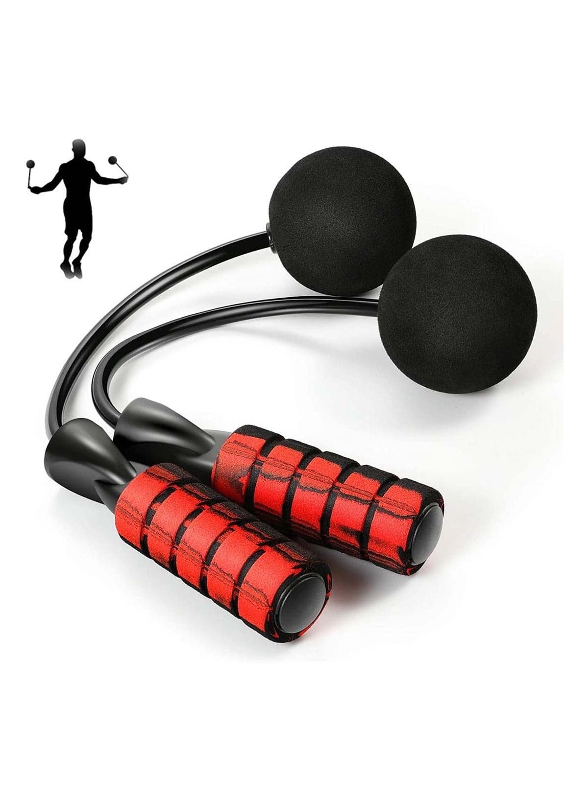 Ropeless Jump Rope Cordless with Two Balls Weighted Tangle-Free Rapid Speed Indoor for Fitness Suitable You and Your Kids