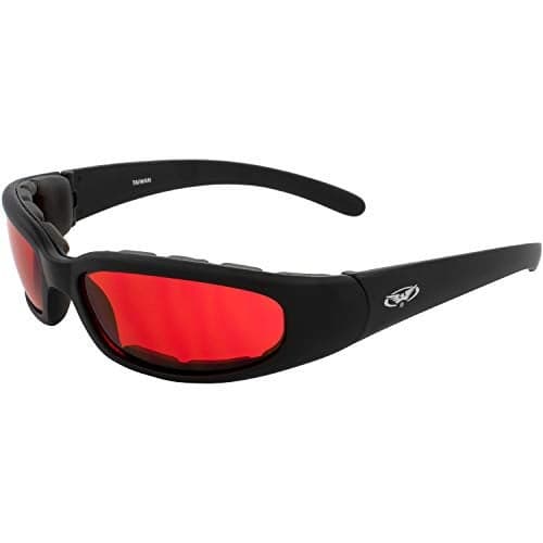 Global Vision Chicago Padded Motorcycle Safety Sunglasses for Men or Women Red Lens Glasses