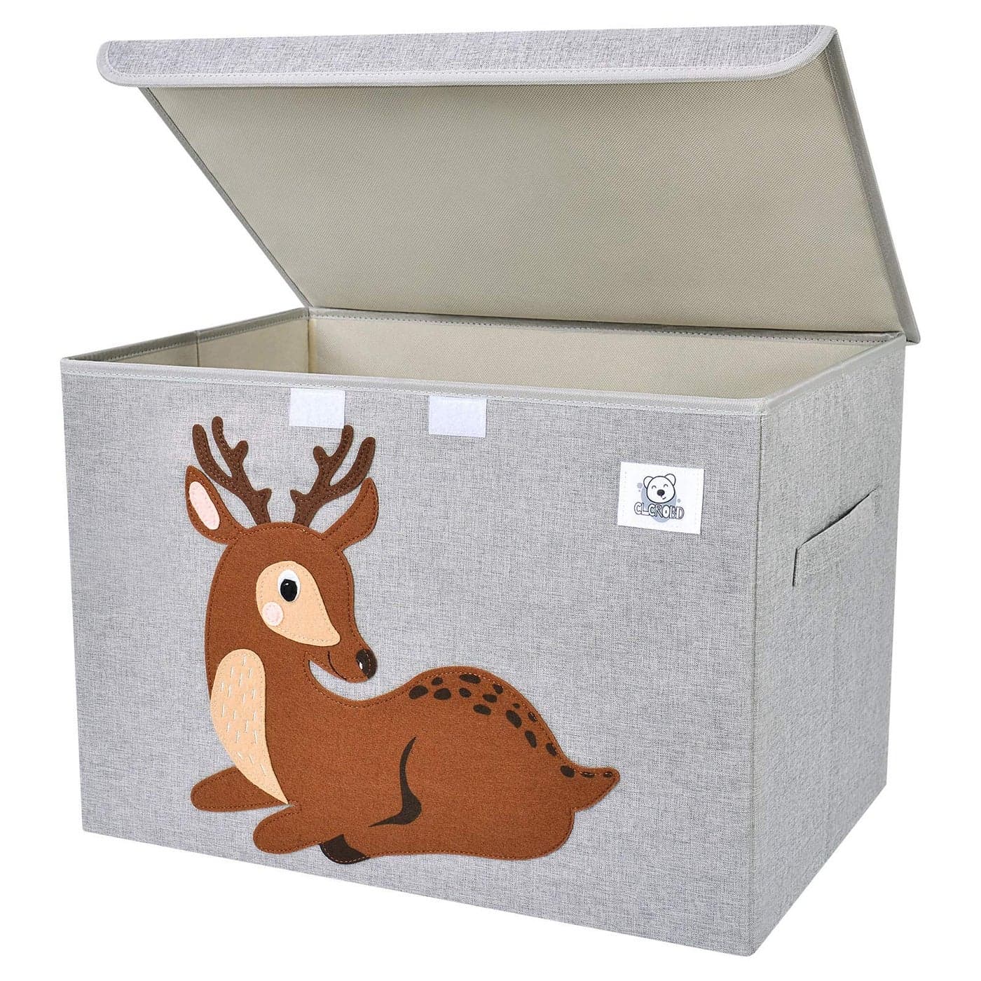 CLCROBD Foldable Large Kids Toy Chest with FlipTop Lid Collapsible Fabric Animal Toy Storage OrganizerBinBoxBasketTrunk for Toddler Children and Baby Nursery Deer