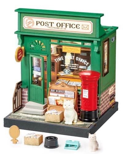 Rolife DIY Mini Building House Miniature Kit-Century Post Office, Miniature Lifestyle Mini Bookshelf Decoration, DIY Hobbies/Gifts for Craftsman (Century Post Office)