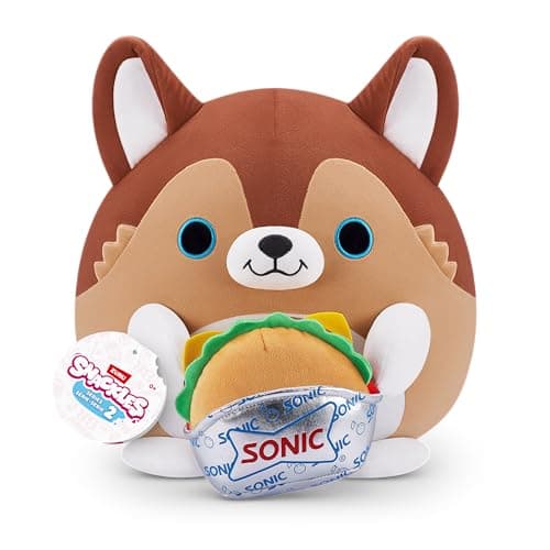 Snackles Series 2 Puppy & Sonic Burger 14 Inch Plush by ZURU, Ultra Soft Plush, Collectible Plush with Real Licensed Brands, Stuffed Animal, Giftable
