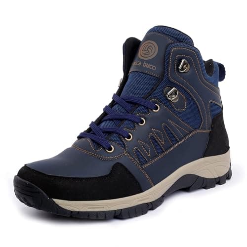 Bacca Bucci® Men's Hunter 6 inches Hiking/Snow Boots for Men for Outdoor Trekking - Non Slip, Water Proof, Anti-Fatigue, Comfortable & Light Weight- Blue, Size UK10