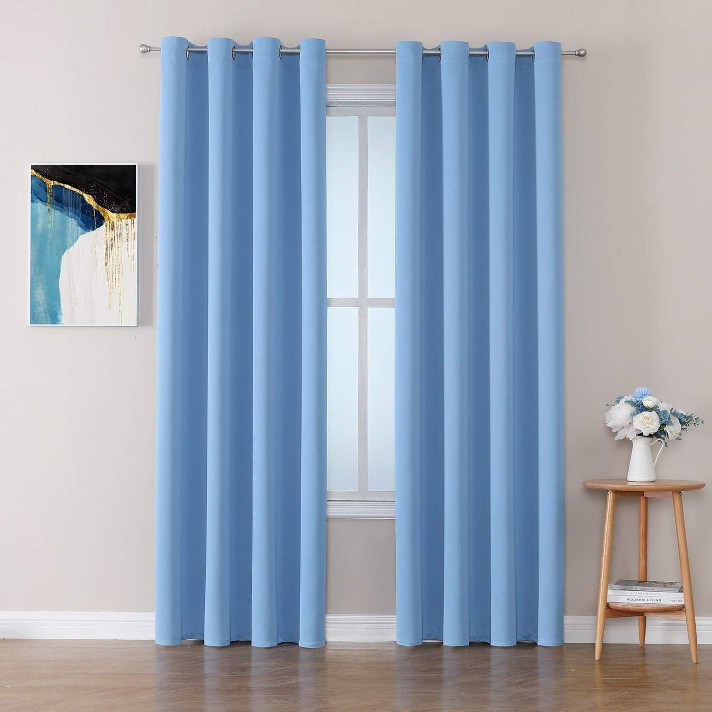 ChrisDowa Grommet Room Darkening Curtains for Bedroom and Living Room 2 Panels Set Thermal Insulated Blackout Curtains Sky Blue 52W x 72L