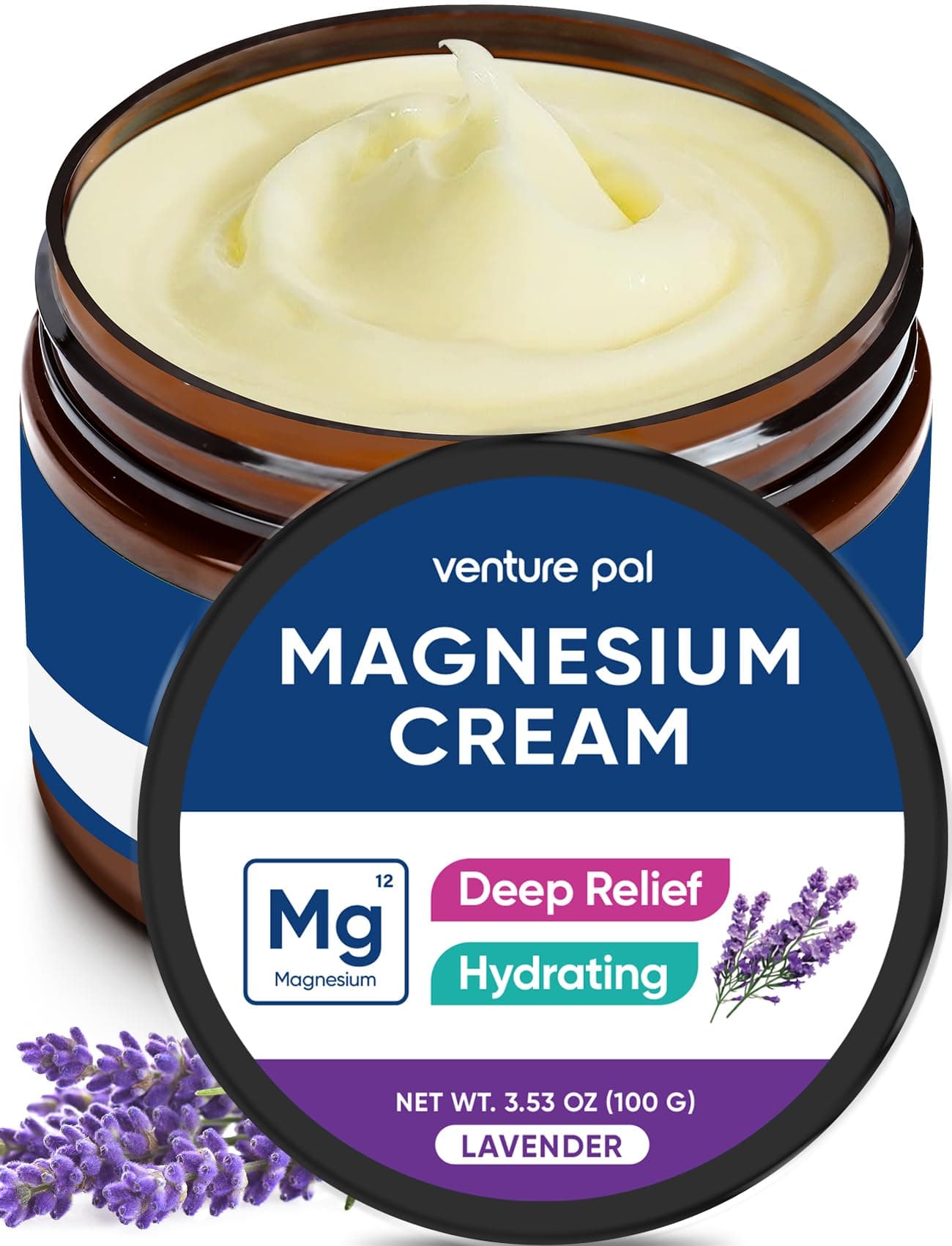 Venture Pal Magnesium Lotion Topical Magnesium Cream for Sleep Leg Cramps Pain Muscle Relaxation Calm Moisturizing Supplement with Coconut Oil Shea Butter Hyaluronic Acid Safe for Kids