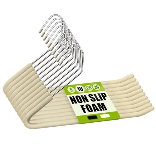 Spring Fever Open Ended Non Slip Sponge Padded Pants Hangers Chrome Plating Foam Heavy Duty Space Saving Beige 10