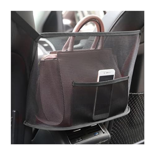 Mandark Car Net Pocket Handbag Holder Mesh Vehicle Storage Organizer Between Front Seats Large Capacity Auto Purse Holder for Backseat Pet Kid Barrier Universal for SUV Truck RV Black
