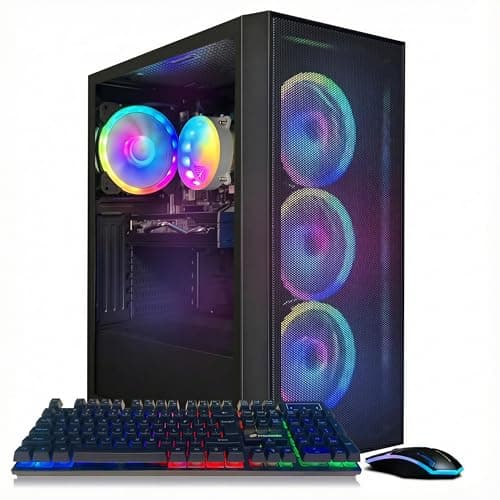 STGAubron Gaming PC Computer Desktop, Radeon RX 580 8G, Intel Core I7 8th up to 4.1GHz, 16G DDR4, 1T SSD, WiFi 6 & BT 5.2, RGB Fan x4, Windows 11 Home