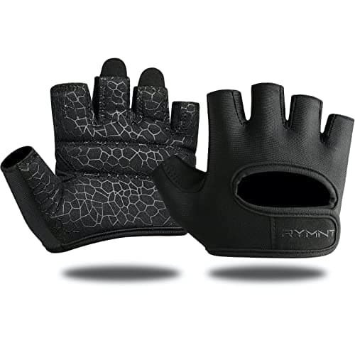 RYMNT Minimal Weight Lifting Gloves,Short Micro Workout Gloves Grip Pads with Full Palm Protection & Extra Grip for Men Women Weightlifting,Gym,Exercise Training.BK-Small