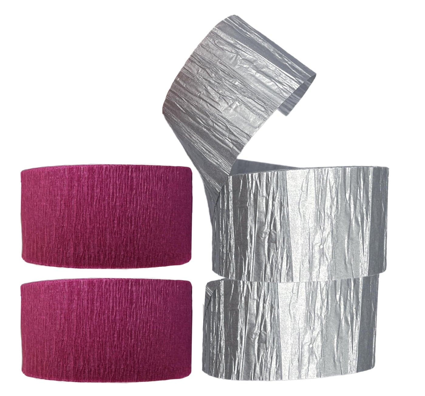 Maroon Plum and Silver Metallic Crepe Paper Streamers Made in USA