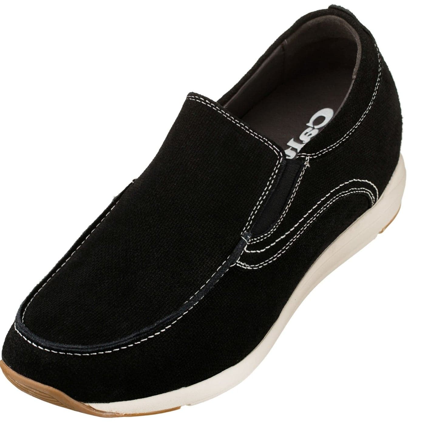 CALTO Mens Invisible Height Increasing Elevator Shoes Black Nubuck Leather Slipon Casual Loafers 28 Inches Taller G4903 Size 8 DM US