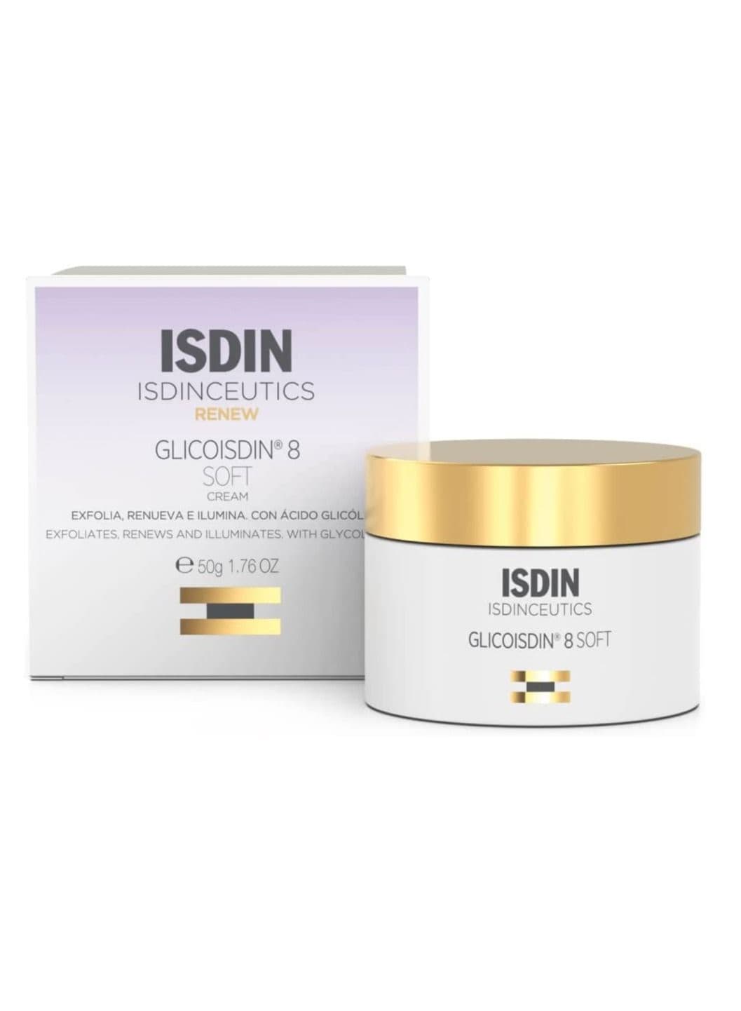 ISDIN Isdinceutics Glicoisdin 8 Soft Exfoliating and Renewing Glycolic Acid Face Cream for All Skin Types