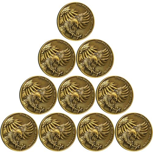 Divine Eagles Wings Christian Challenge Coin Reminder of Strength and Faith Bible Verses Gift Pocket Token Pack of 10
