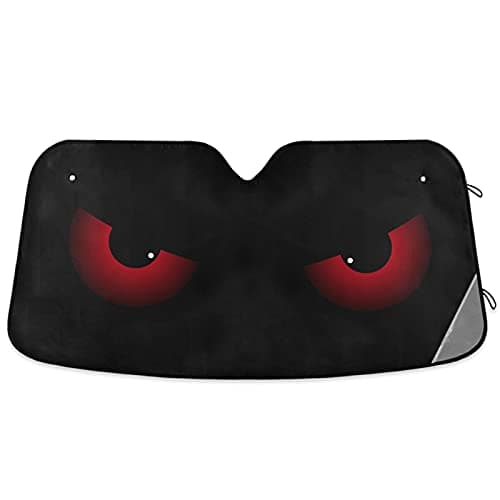 Oarencol Scary Evil Red Eyes Car Windshield Sun Shade Foldable UV Ray Sun Visor Protector Sunshade to Keep Your Vehicle Cool (55" x 27.6")