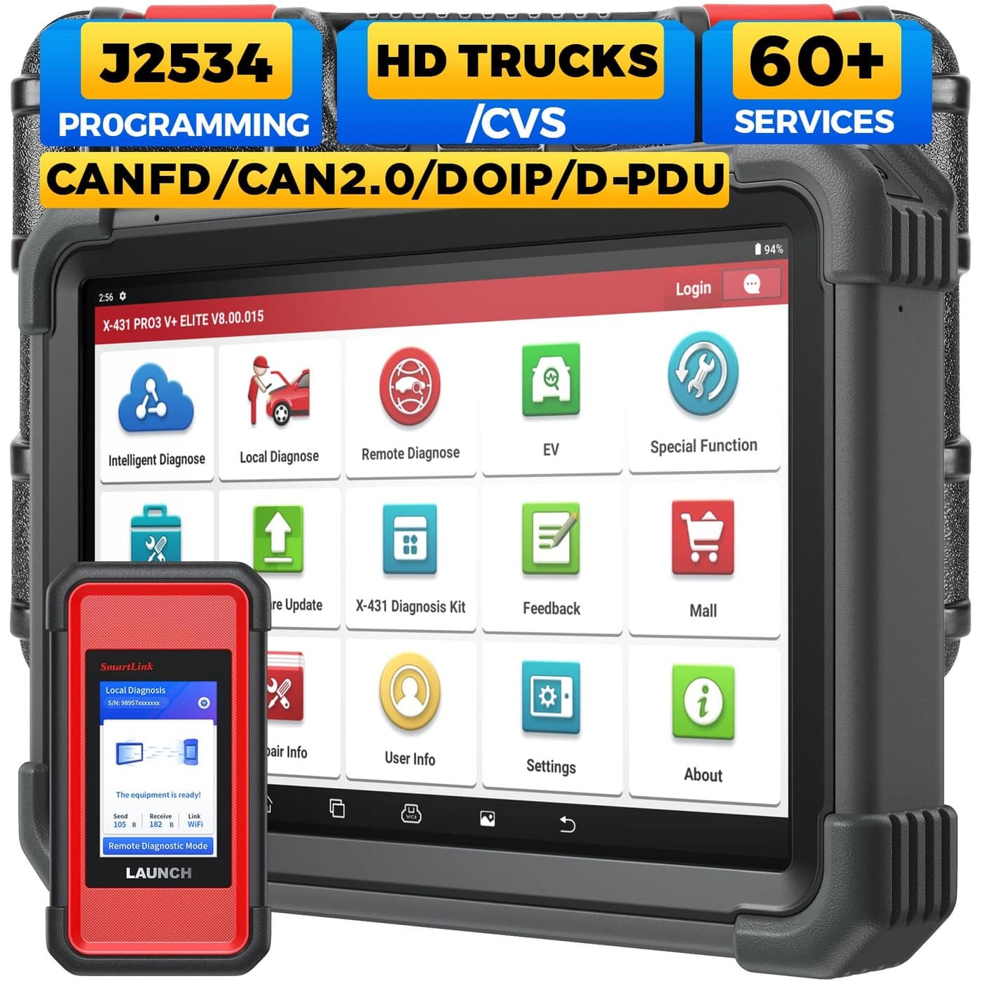 LAUNCH X431 PRO3 V Elite 2025 J2534 Pr0gramming Scan Tool DPDUCANFDDoIP Diagnostic Scanner Online Coding Topology Map Car Scanner FCA SGW Scan Tool 60 Reset Active Test 2Year Update