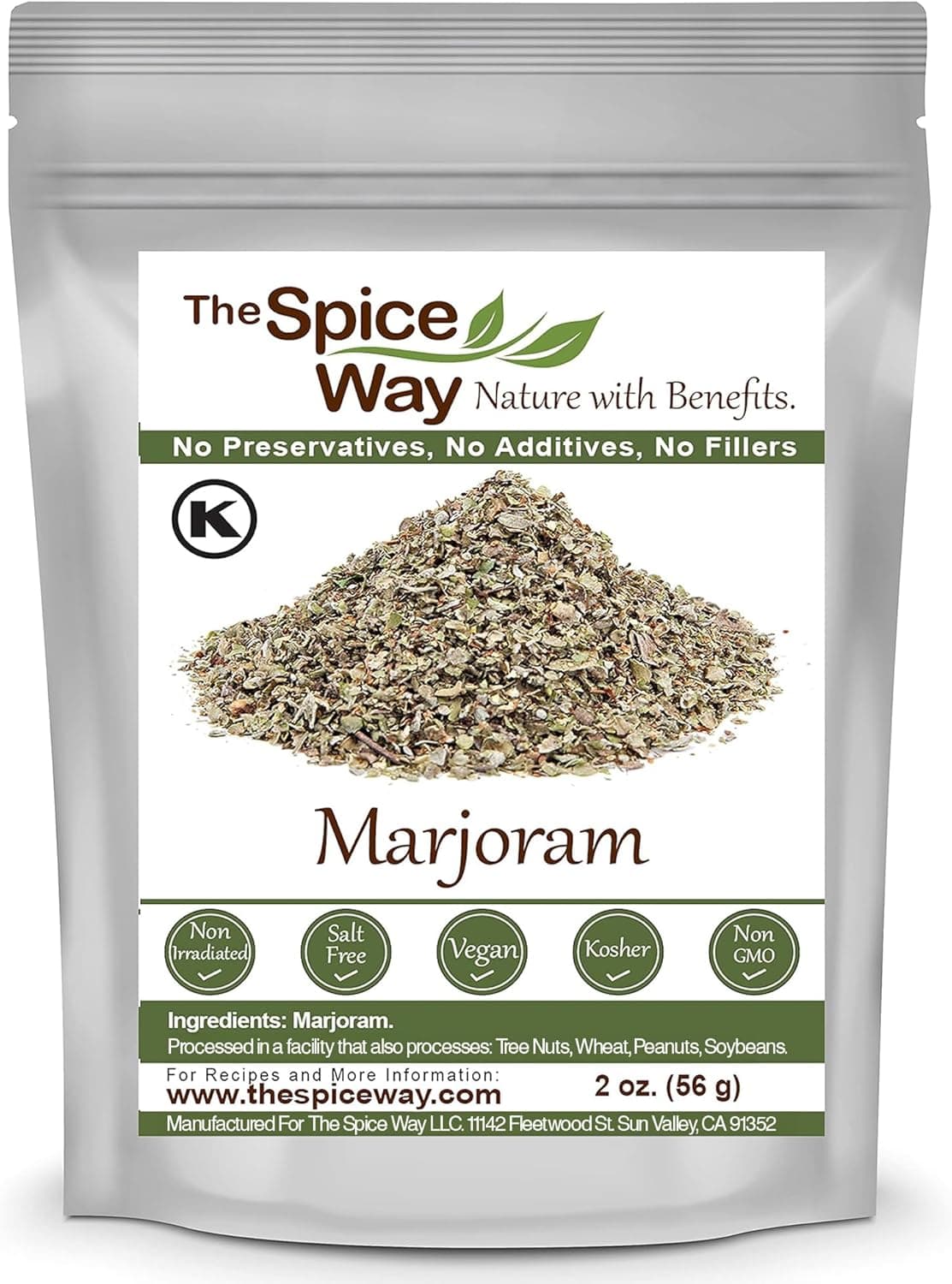 The Spice Way Marjoram Leaves - 2 oz (56 g) - No Additives, No Preservatives, Vegan, Kosher