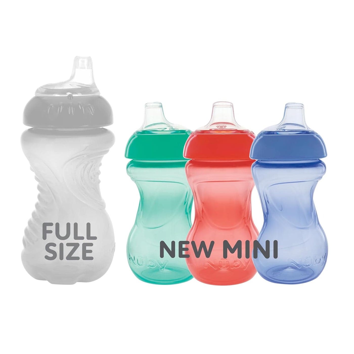 Nuby Mini Gripper NoSpill Baby Sippy Cups with Soft Spout 3 Pack 6 oz 6 Months RedBlueGreen