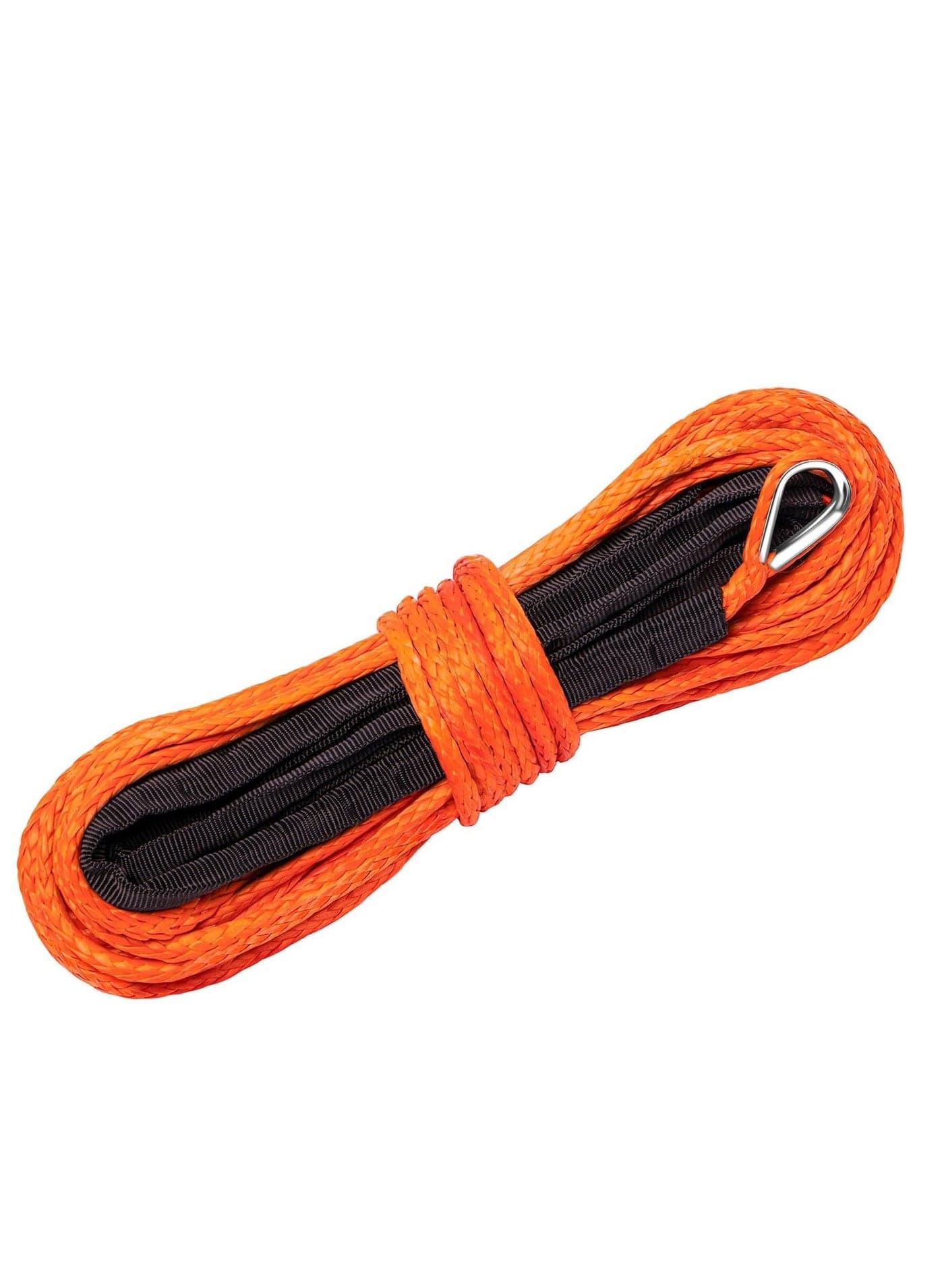 Synthetic Winch Rope Line Cable 1/4" x 50ft 10000 LBS with Protective Sleeve Fits 4WD Off Road Vehicle for UTV ATV SUV Truck Orange