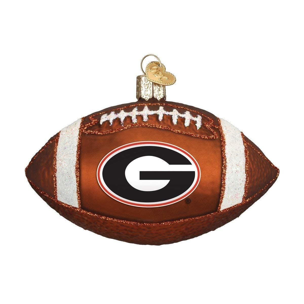 Old World Christmas University of Georgia Bulldogs Glass Blown Ornaments for Christmas Tree Football 4 x 4 x 4