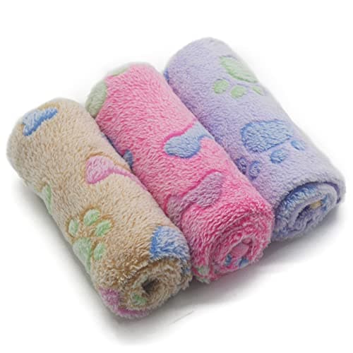 1 Pack 3 Puppy Blankets Super Soft Warm Sleep Mat Bone Print Cute Blanket Fluffy Premium Fleece Pet Blanket Flannel Throw Dog Blankets for Small Dogs Puppy CatSmall23x15