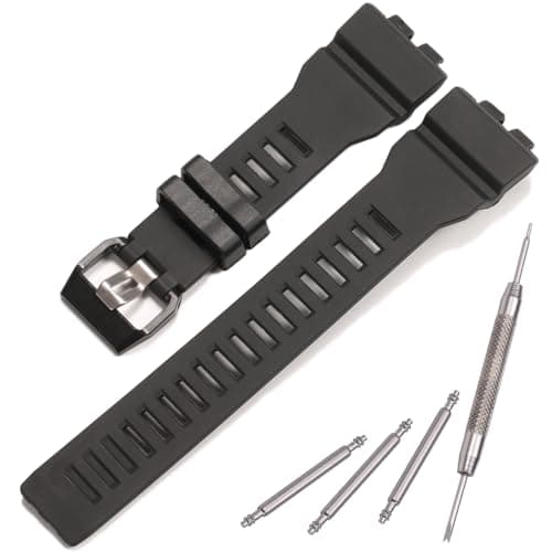 Resin Strap Compatible with Casio G-Squad GBD-800 GBD800UC GBA-800 Black Watch Band Replacement Wristband (Black)