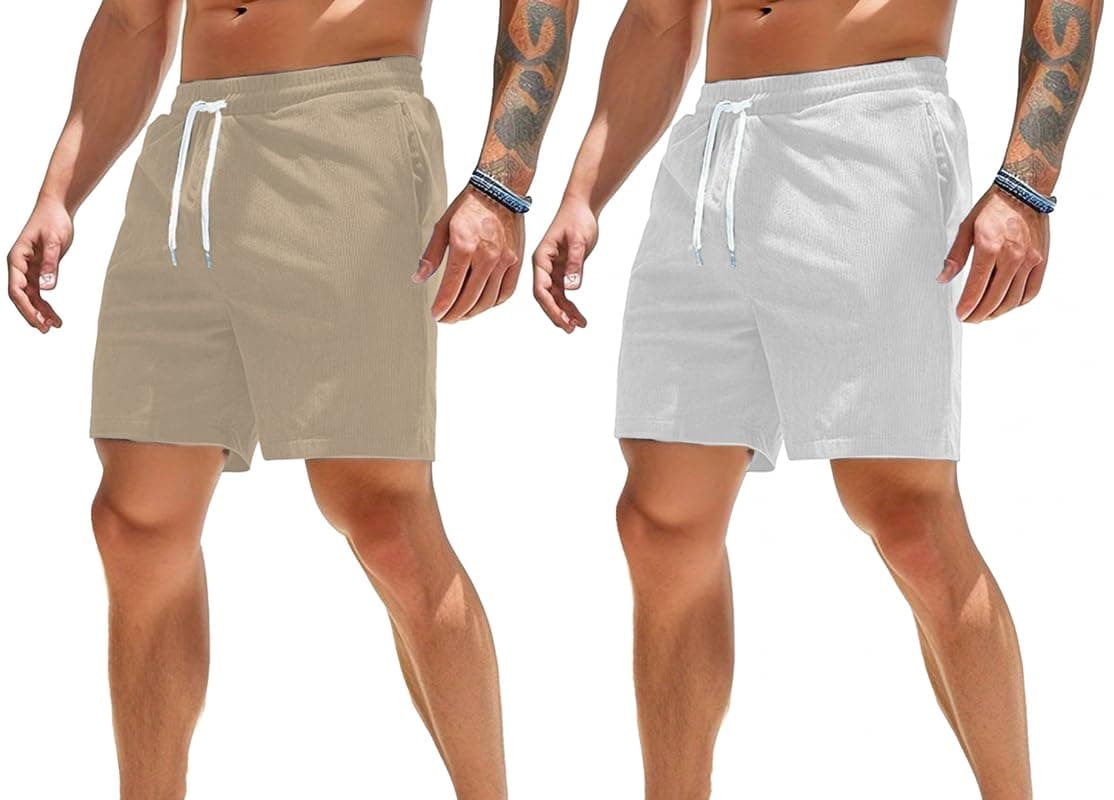 SMOWKLY Men's Premium Polycotton Casual Ribbed Shorts || Elastic & Drawstring Waist with 2 Pocket || Loose Fit Lightweight Burmuda Perfect for Workout, Beach & Summer ||Shorts Pant for Men