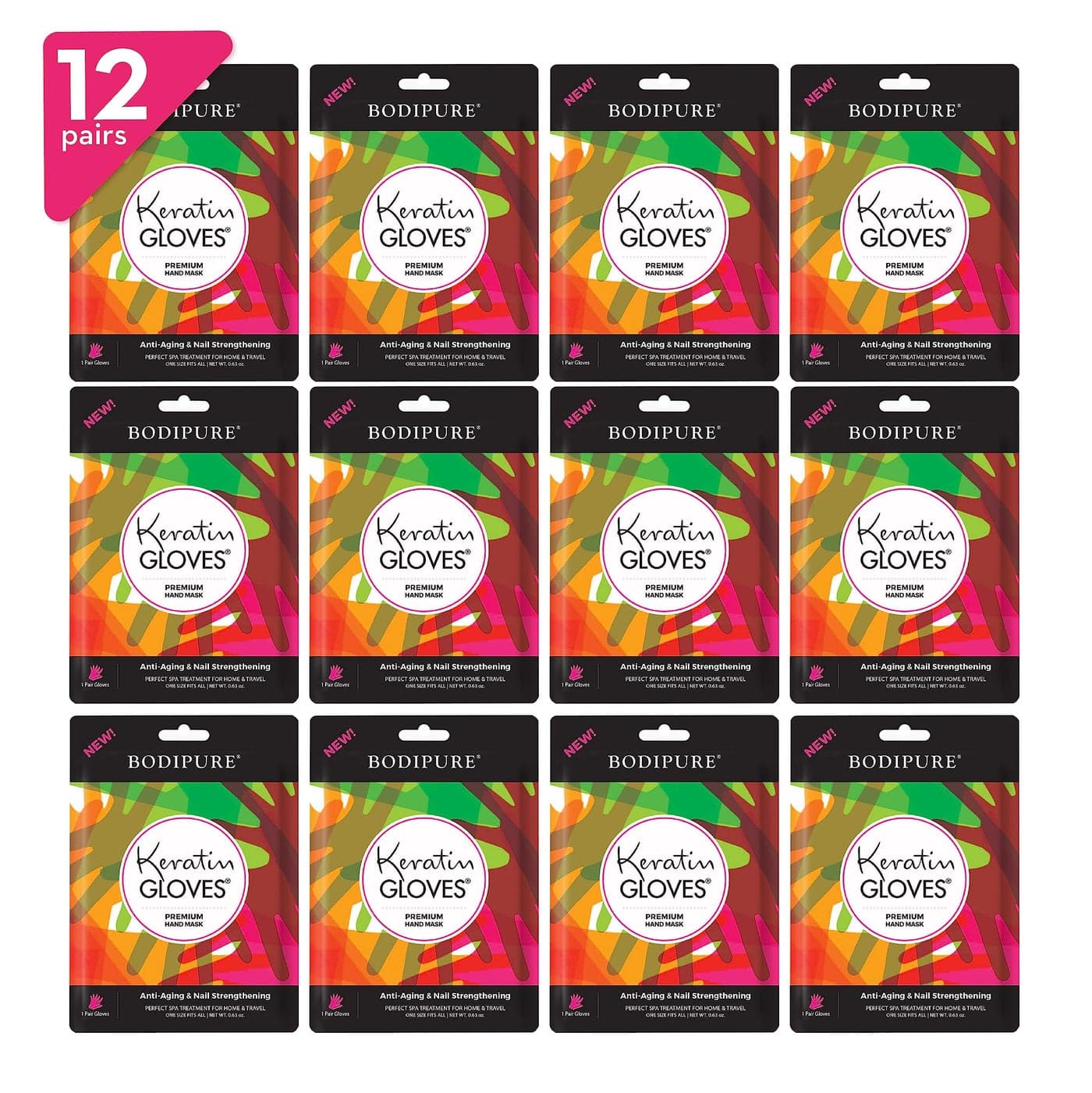 Bodipure Premium Hand Mask Keratin Gloves Moisturizing Gloves for Dry Hands NailStrengthening Cuticle Softening Spa Experience at Home Chemical Free For All Skin Types 12 Pairs