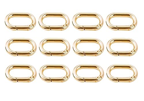 Bobeey 4pcs Carabiner Metal Spring Key Ring,Spring Snap Hooks Clip,Spring Keyring Buckle,Oval Ring for Bags,Purses BBC39(Light Gold)