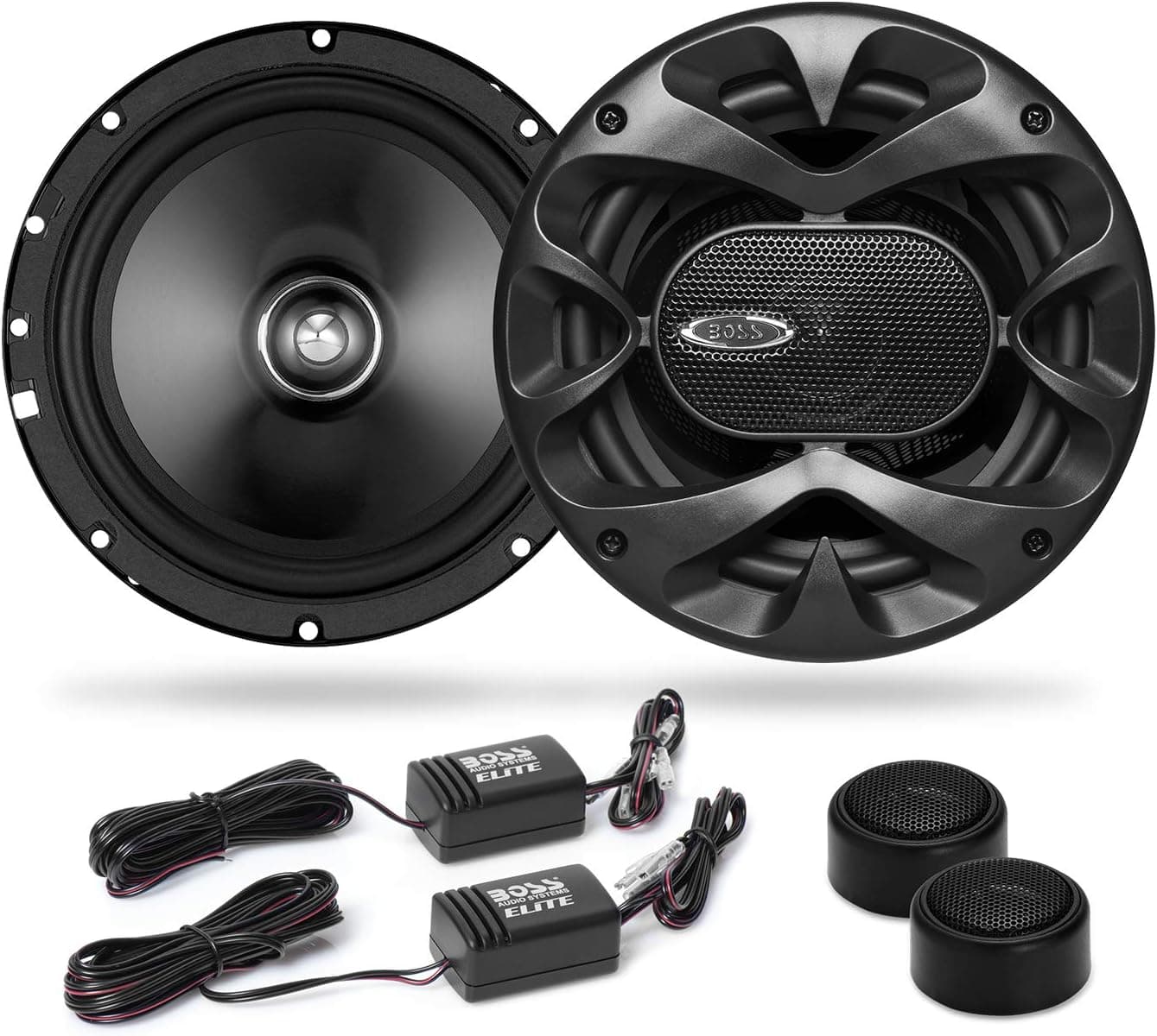 BOSS Audio Systems Elite BCK65 6.5 Inch Component Car Speaker System - 2 Speakers, 2 Tweeters, 2 Crossovers, 350 Watts Max Power