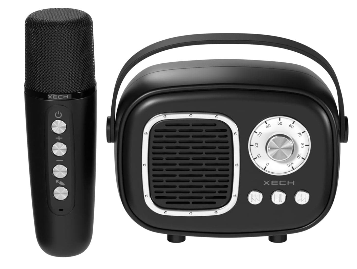 XECH Karaoke Speaker with Wireless Mic for Singing | Retro Radio Design | Ai Voice Changer | Vocal Cancellation | Birthday Party Gift for Boys and Girls Kids (Retro Jam)
