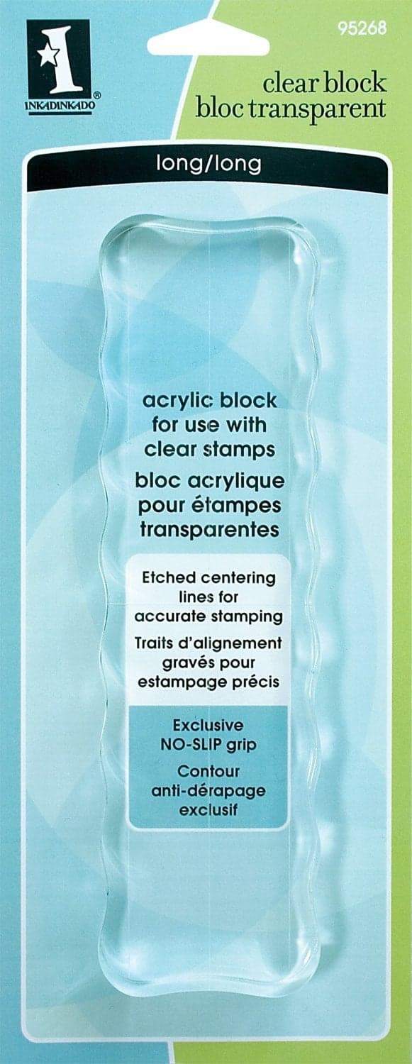 Inkadinkado Long Acrylic Mounting Block for Clear Stamps, 1 pc, 2'' W x 7'' L