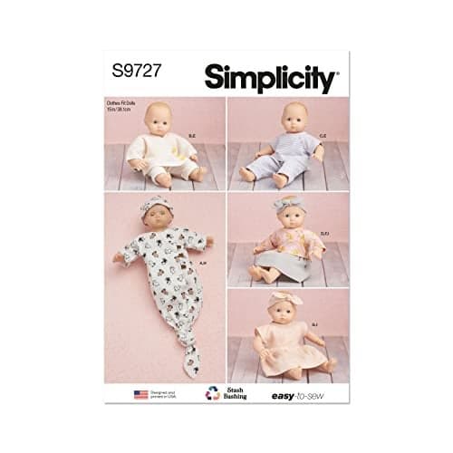 Simplicity SS9727OS 15 Baby Doll Clothes Hat and Headband Sewing Pattern Kit Code S9727