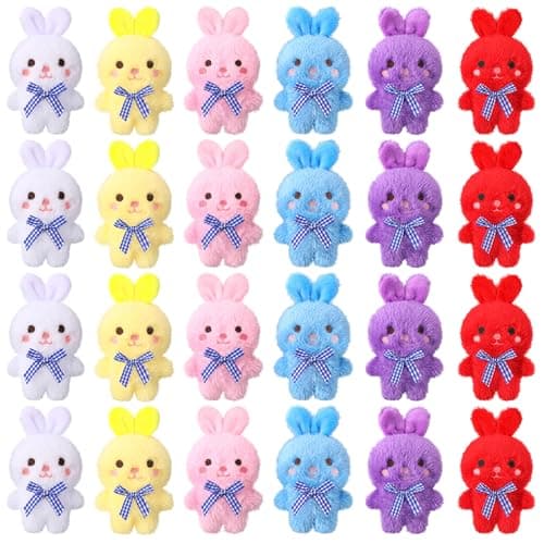 Blueweenly 24 Pcs Easter Bunny Stuffed Animal Bulk Easter Bunny Plush Mini Rabbit Plush Tiny Rabbits Plushies Dolls for Gift Easter Baskets Filler Party Favors