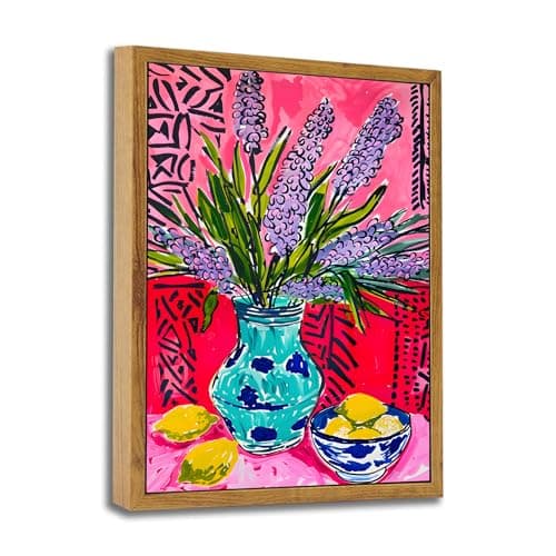 ARTZIO Matisse Abstract Lemon Wall Art,Floral Lavender Wall Decor,Framed Canvas Paint Famous Paintings,Bedroom Decor Aesthetic,Home Decor Living Room,12x16in Ready To Hang