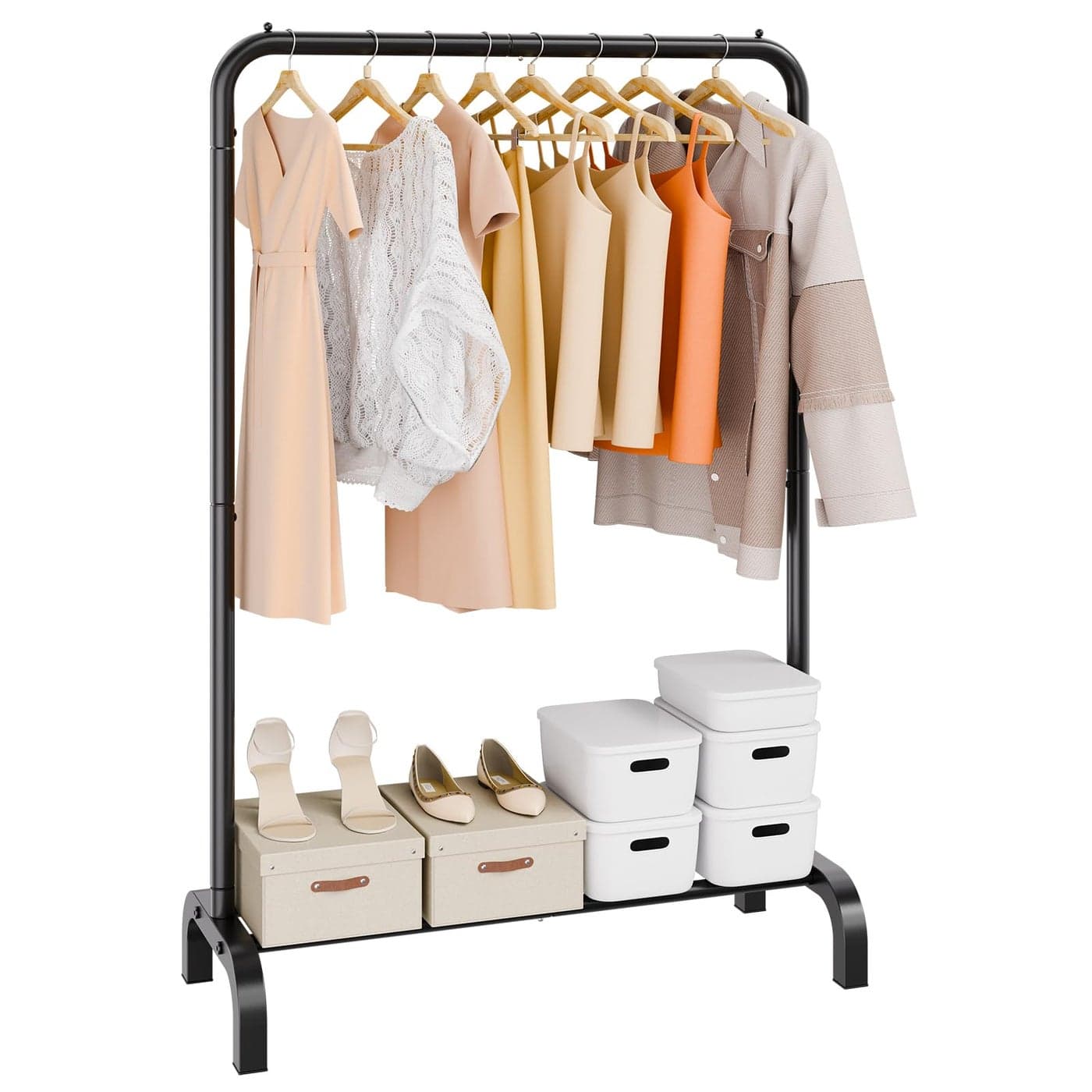 VEVOR Clothes Rack Heavy Duty Clothing Garment Rack with Hanging Rod and Bottom Storage Area Clothing Racks for Bedroom Guest Room