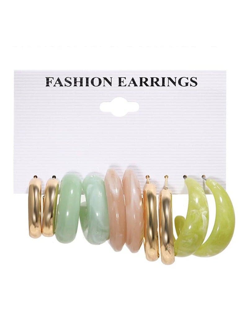 Women’s Acrylic Color Earring Set | Simple Stylish Hoop Stud Combo | Lightweight Fashion Jewelry for Daily Wear