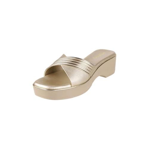 Metro Women Gold Wedge Heel Comfort Fashion Slip-on Sandal UK/7 EU/40 (34-312)