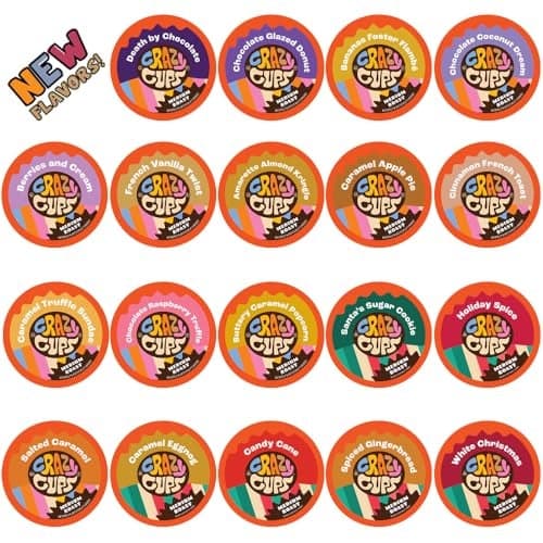Crazy Cups Flavored Coffee in Single Serve Coffee Pods Flavor Coffee Variety Pack for Keurig K Cups Machine 20 Count