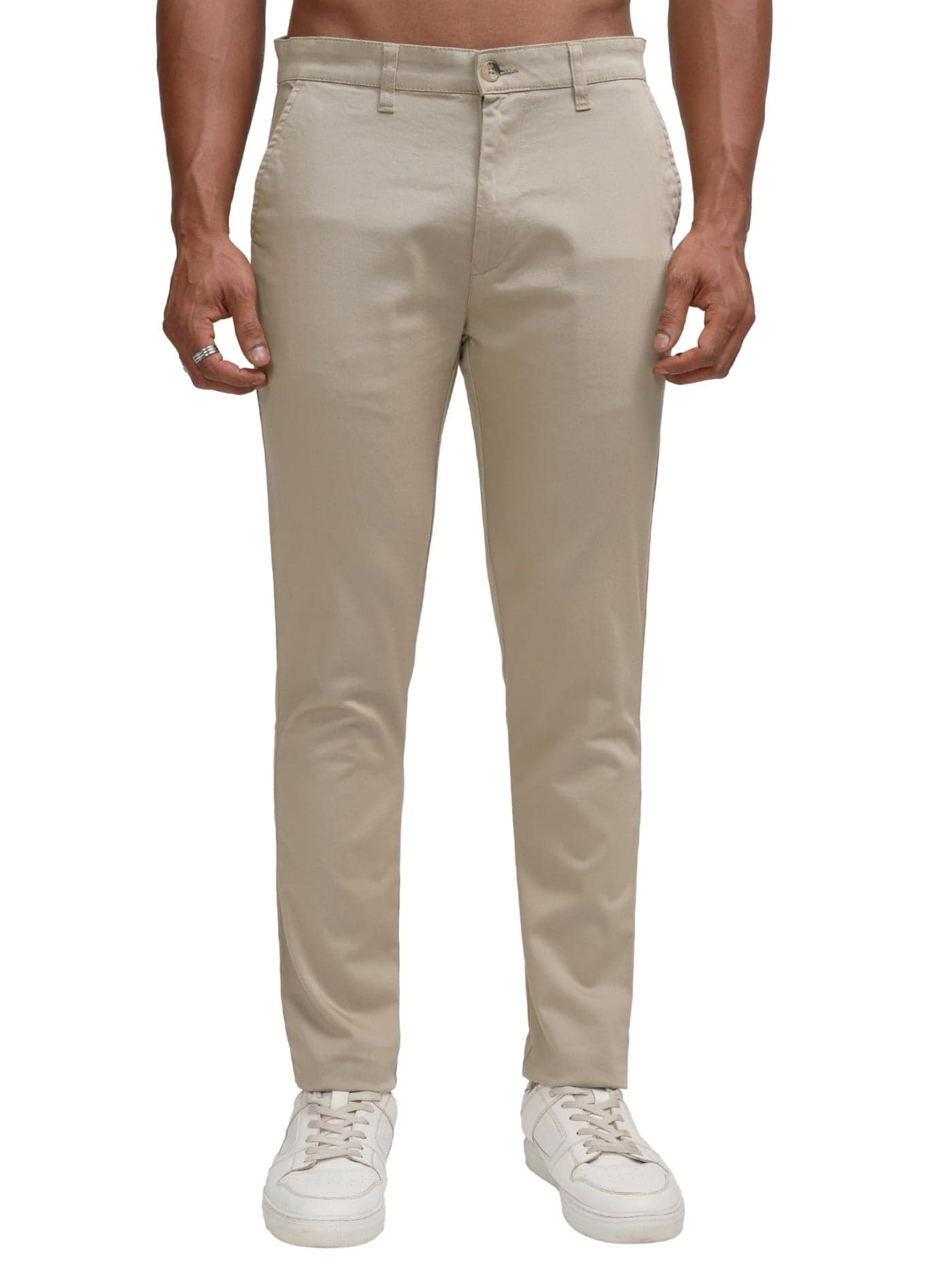 Highlander Men Mid Rise Tapered Pants (PHTR000115_Beige_S)