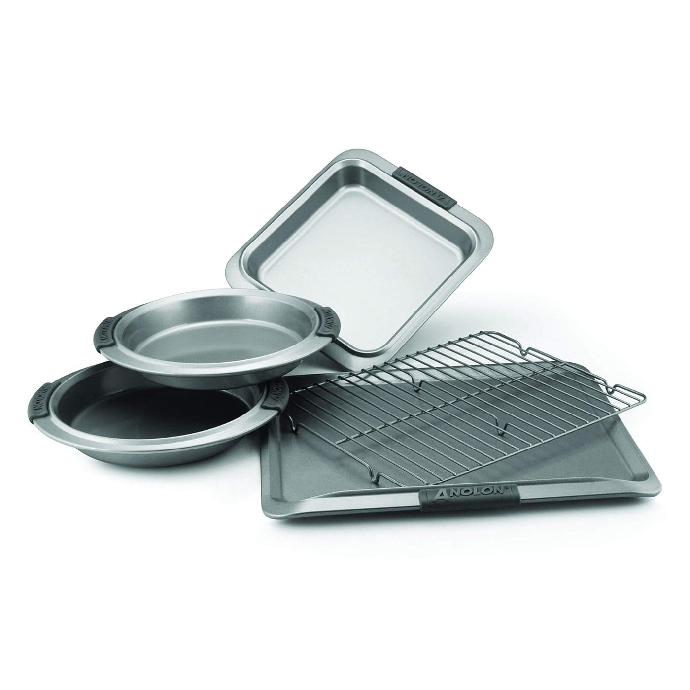 Anolon Advanced Nonstick Bakeware Set Baking Pans with Grips 5 Piece Gray57327Graphite