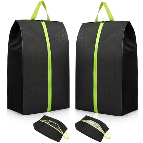 2 Pack Smell Proof Shoe Bags for Travel WaterResistant Odor Absorbing Cleat Shoe Organizer with Zipper Sports Shoe Pouch for Soccer Golf Gym Tennis Baseball Running